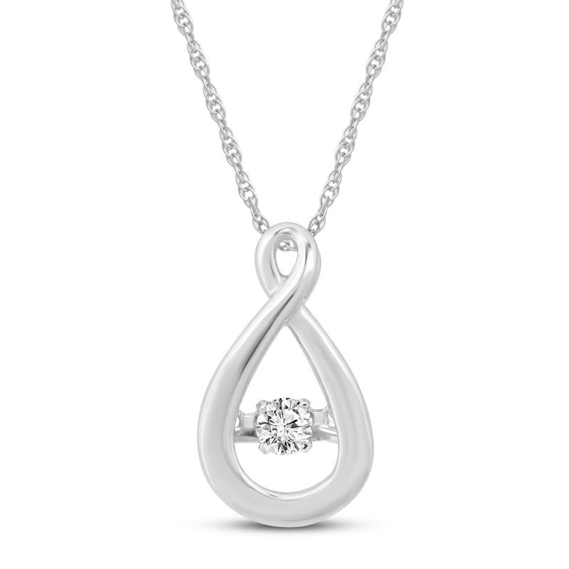 Jewelili Sterling Silver With Natural White Diamond Accent Dancing Diamond Pendant Necklace