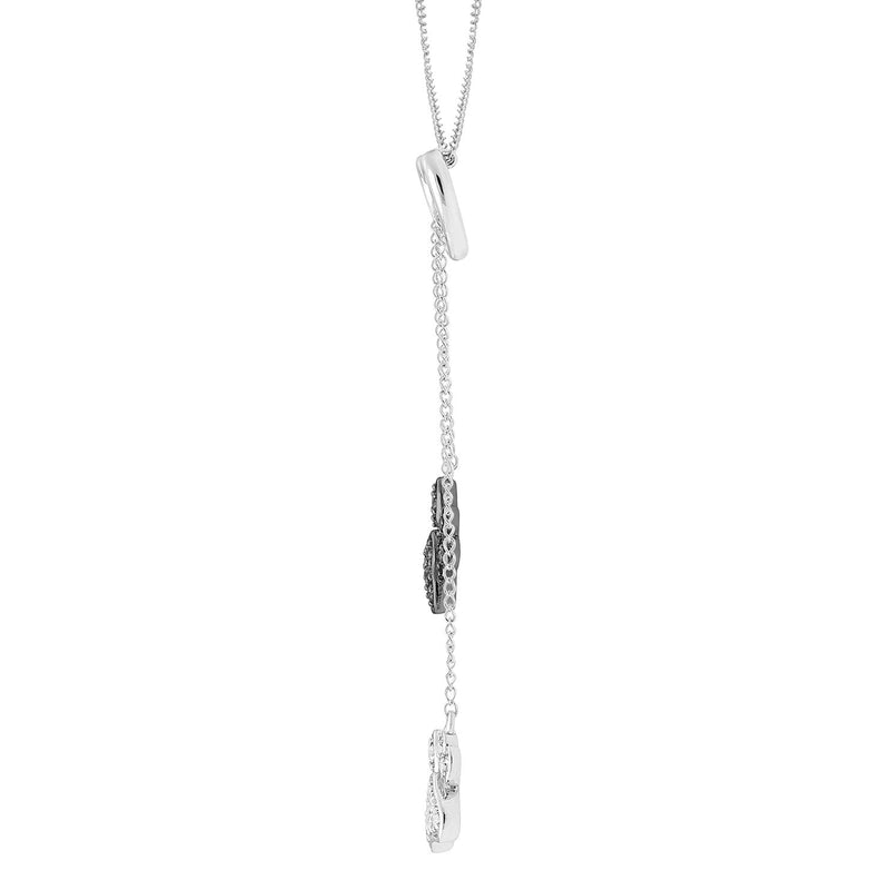 Jewelili Sterling Silver With 1/5 CTTW Treated Black Diamonds and White Diamonds Pendant Necklace