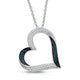 Load image into Gallery viewer, Jewelili Sterling Silver With 1/3 CTTW Treated Blue and Natural White Diamonds Heart Pendant Necklace
