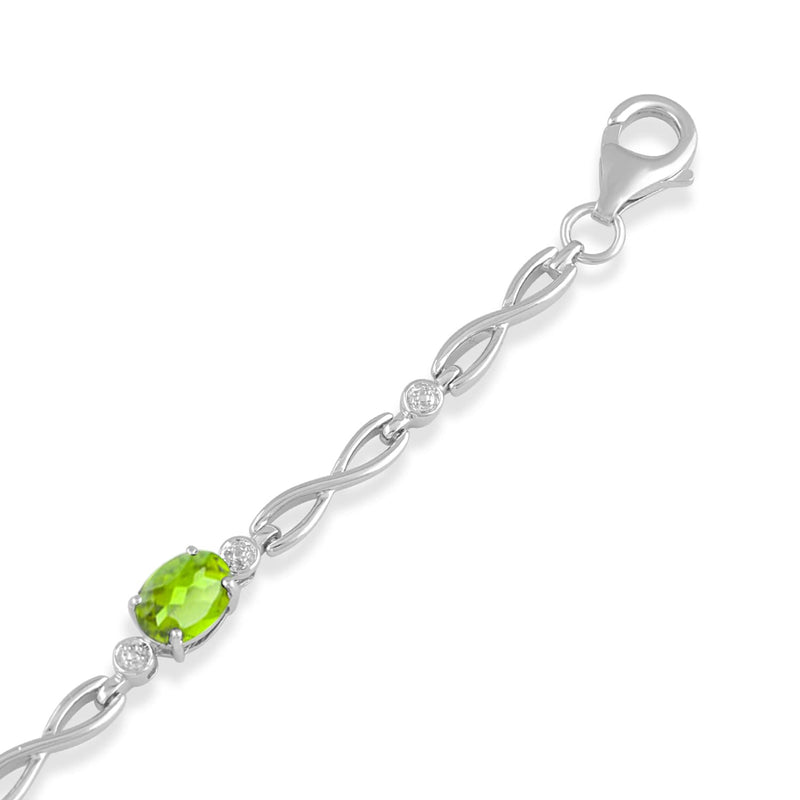 Jewelili Link Bracelet with Peridot in Sterling Silver View 2
