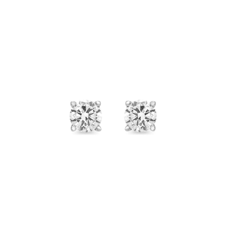Jewelili Sterling Silver With 1/2 CTTW Round Diamonds Stud Earrings