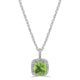 Load image into Gallery viewer, Jewelili Halo Pendant Necklace with Peridot and Natural White Diamonds in 10K White Gold View 1
