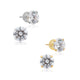 Load image into Gallery viewer, Jewelili Stud Earrings Box Set with Cubic Zirconia in 10K White and Yellow Gold View 1

