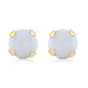 Load image into Gallery viewer, Jewelili Stud Earrings with Round Shape Created Opal over Yellow Gold view 3
