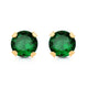 Load image into Gallery viewer, Jewelili Stud Earrings with Round Shape Created Emerald in 10K Yellow Gold view 2
