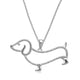 Load image into Gallery viewer, Jewelili Sterling Silver With Natural White Diamond Accent Dachshund Dog Pendant Necklace
