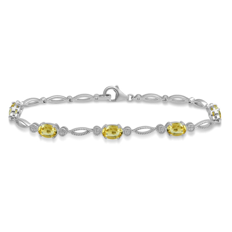 Jewelili Fashion Bracelet with Citrine in Sterling Silver View 1