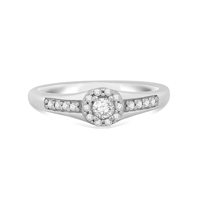Jewelili Engagement Ring with Natural White Diamond in Sterling Silver 1/4 CTTW View 2