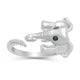 Load image into Gallery viewer, Jewelili Elephant Ring with Treated Blue Diamonds and White Diamonds in Sterling Silver View 1
