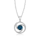 Load image into Gallery viewer, Jewelili Pendant Necklace with London Blue Topaz and Natural White Diamonds in Sterling Silver 1/6 CTTW View 1
