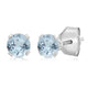 Load image into Gallery viewer, Jewelili Stud Earrings with Round Shape Aquamarine in 10K White Gold

