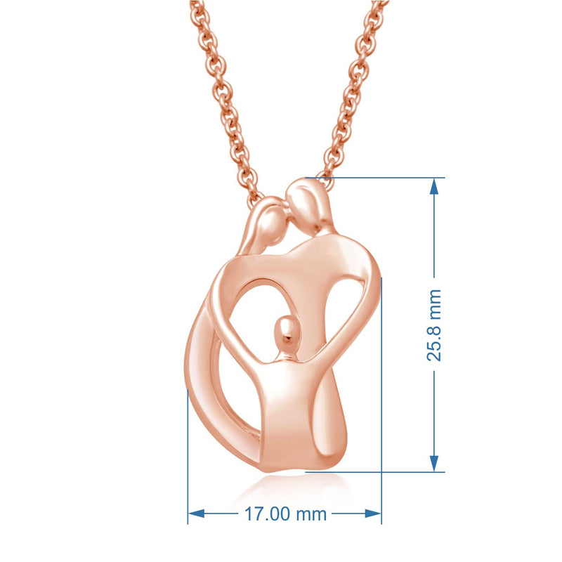 Jewelili Parent One Child Family Heart Pendant Necklace in 14K Rose Gold over Sterling Silver View 4