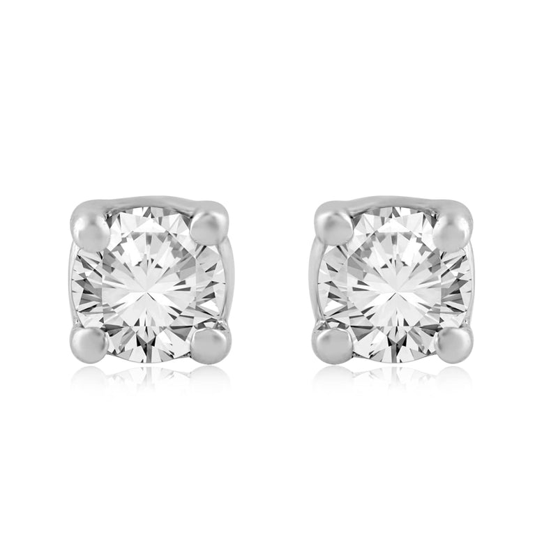 Jewelili Stud Earrings with Natural White Round Diamonds in 14K White Gold 1/5 CTTW view 1