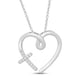 Load image into Gallery viewer, Jewelili Heart Pendant Necklace with Natural White Round Diamonds in Sterling Silver View 1
