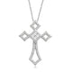 Load image into Gallery viewer, Jewelili 10K White Gold With 1/4 CTTW Natural White Diamonds Cross Pendant Necklace
