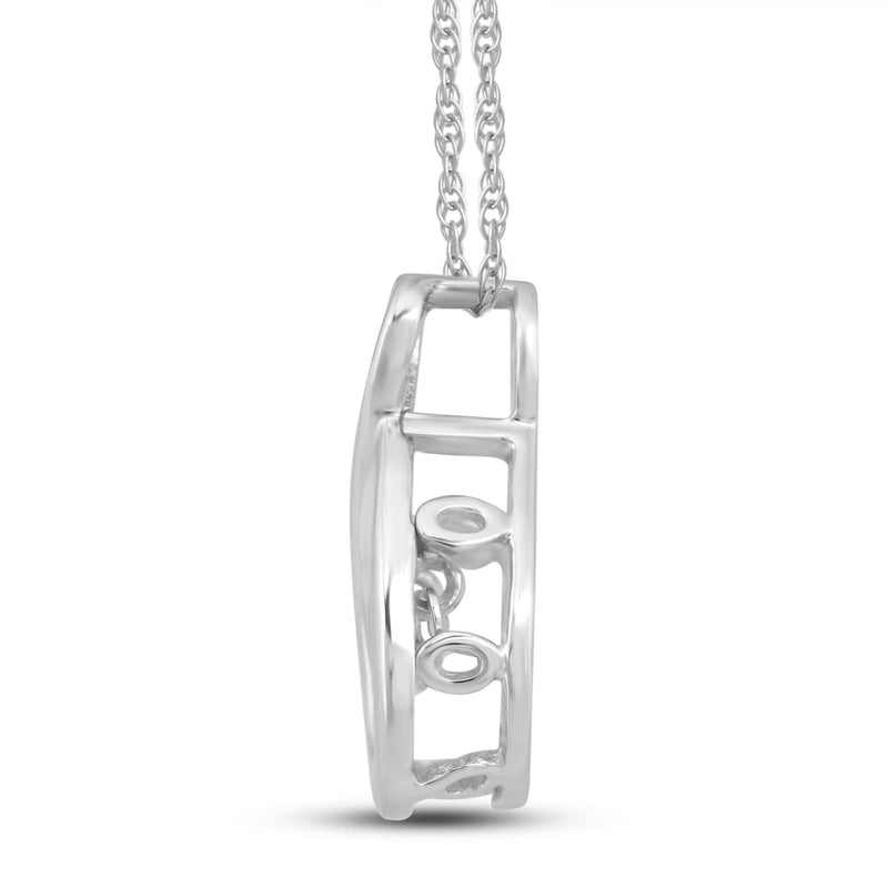 Jewelili Sterling Silver With Natural White Diamond Accent Dancing Diamond Pendant Necklace