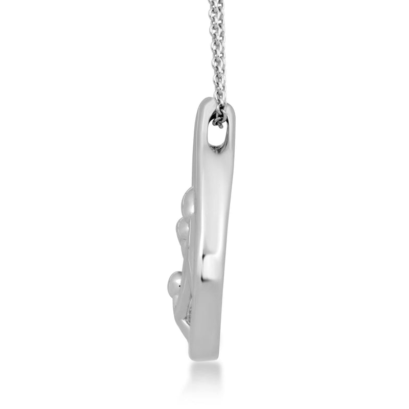 Jewelili Sterling Silver With Parent and One Child Family Teardrop Pendant Necklace