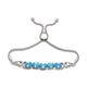 Load image into Gallery viewer, Jewelili Bolo Bracelet with Swiss Blue Topaz and White Topaz in Sterling Silver 9.5&quot;
