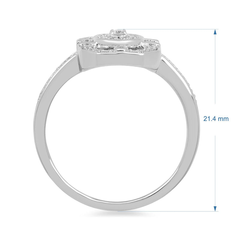 Jewelili Sterling Silver With 1/4 CTTW Natural White Diamonds Engagement Ring