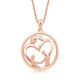 Load image into Gallery viewer, Jewelili 14K Rose Gold Over Sterling Silver With Parents and Two Children Family Pendant Necklace
