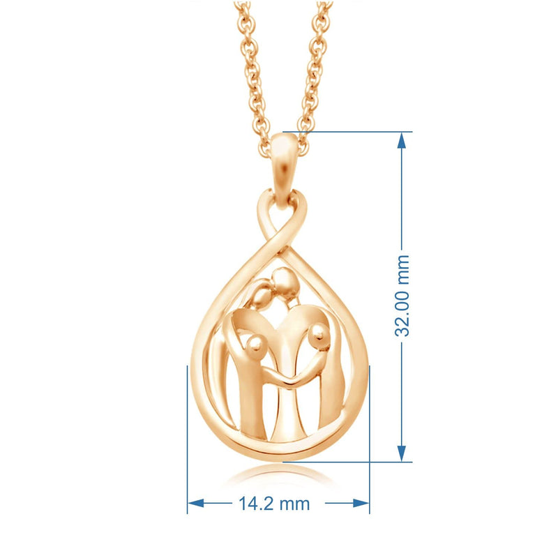 Jewelili Parent and Two Children Family Teardrop Pendant Necklace in 18K Yellow Gold over Sterling Silver View 4