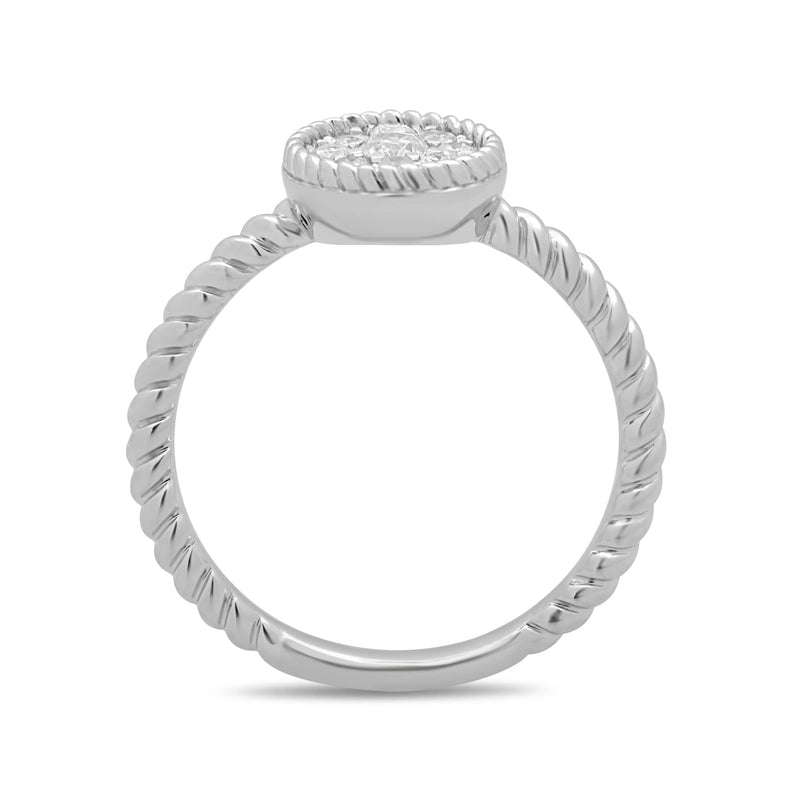 Jewelili Rope Cluster Ring with Natural White Diamond in Sterling Silver 1/4 CTTW View 3