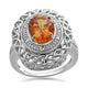 Load image into Gallery viewer, Jewelili Halo Ring with White Diamonds and Oval Citrine in Sterling Silver 1/10 CTTW View 1
