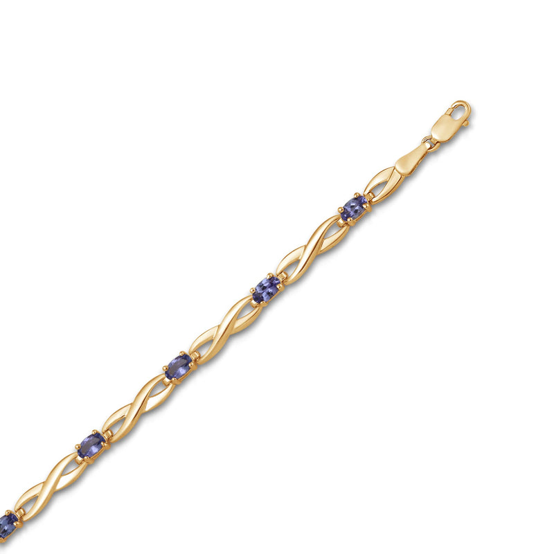 Jewelili Bracelet with Tanzanite in 14K Yellow Gold over Sterling Silver View 1
