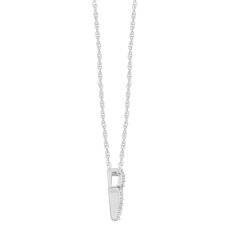 Jewelili Sterling Silver With 1/10 CTTW White Diamonds Pendant Necklace