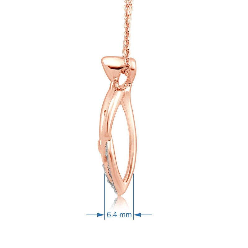 Jewelili Parents with One Child Family Pendant Necklace with Diamonds in 14K Rose Gold over Sterling Silver 1/10 CTTW View 5