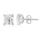 Load image into Gallery viewer, Jewelili Stud Earrings with Princess Shape Cubic Zirconia in 10K White Gold View 4
