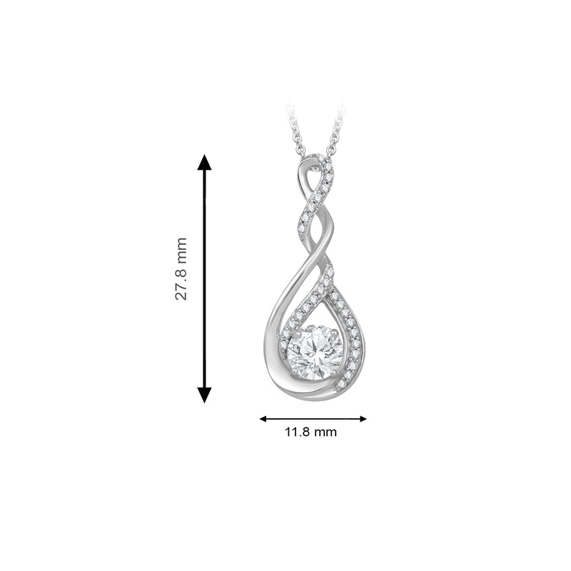 Jewelili Sterling Silver With Created White Sapphire Pendant Necklace