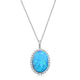 Load image into Gallery viewer, Jewelili Sterling Silver with Oval Shape Created Blue Opal Pendant Necklace
