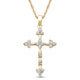 Load image into Gallery viewer, Jewelili Cross Pendant Necklace with Natural White Round Diamonds in 10K Yellow Gold 1/4 CTTW View 1
