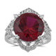 Load image into Gallery viewer, Jewelili Halo Cushion Ring with Round Created Ruby and Round Created White Sapphire in Sterling Silver View 1
