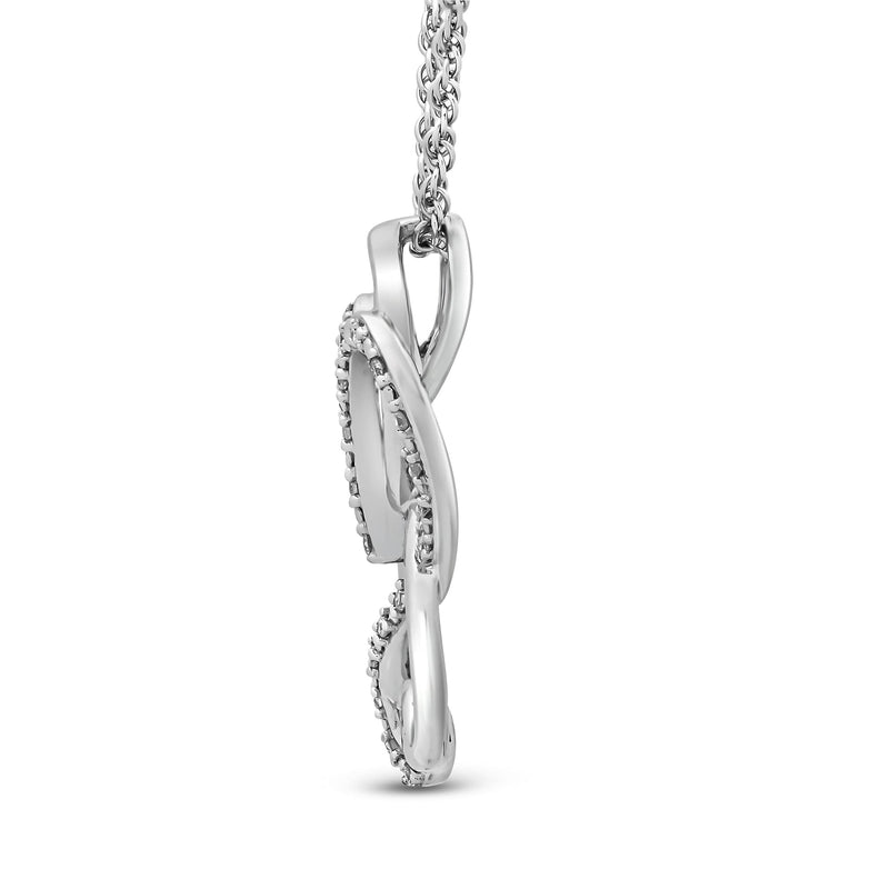 Jewelili Steel Her Heart Pendant Necklace with Natural White Round Diamonds in Sterling Silver View 1