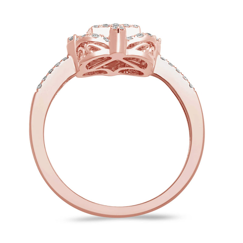 Jewelili Cluster Ring with Princess and Round Diamonds in 14K Rose Gold 1/2 CTTW View 3