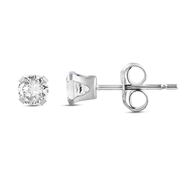 Jewelili Stud Earrings with Created White Sapphire in White Gold view 3