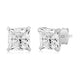 Load image into Gallery viewer, Jewelili Stud Earrings with Princess Shape Cubic Zirconia in 10K White Gold View 1
