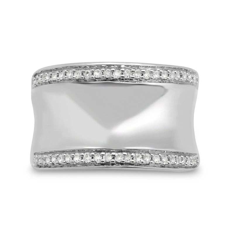 Jewelili Band Ring with Natural White Round Shape Diamonds in Sterling Silver 1/4 CTTW View 2