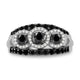 Load image into Gallery viewer, Jewelili Three Stone Ring with Black and White Diamonds in 10K White Gold 1 CTTW View 2
