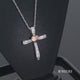 Load and play video in Gallery viewer, Jewelili 10K Rose Gold Over Sterling Silver With Natural White Round Diamonds Heart Cross Pendant Necklace
