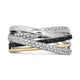 Load image into Gallery viewer, Jewelili Sterling Silver and 10K Yellow Gold with 1/3 CTTW Treated Black and Natural White Round Diamonds Crossover Ring

