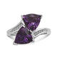 Load image into Gallery viewer, Jewelili Bypass Ring with Trillion Amethyst and White Diamonds in Sterling Silver View 4
