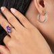 Load image into Gallery viewer, Jewelili Bypass Ring with Trillion Amethyst and White Diamonds in Sterling Silver View 2
