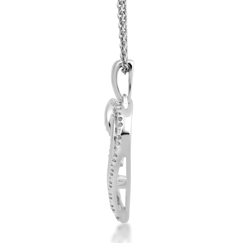Jewelili Sterling Silver with 1/10 CTTW Diamonds Mom Double Heart Pendant Necklace