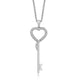 Load image into Gallery viewer, Jewelili Sterling Silver With 1/10 CTTW Diamonds Heart Key Pendant Necklace
