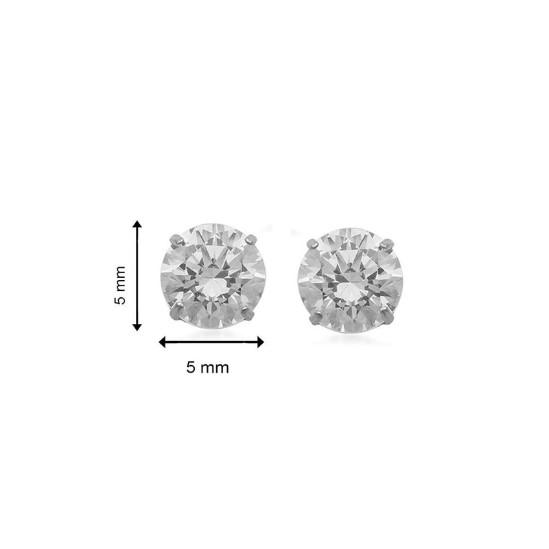 Jewelili Stud Earrings with Cubic Zirconia in 10K White Gold View 4