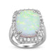 Load image into Gallery viewer, Jewelili Halo Ring with Cushion Shape Created Opal and Created White Sapphire in Sterling Silver View 1

