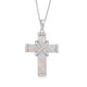 Load image into Gallery viewer, Jewelili Sterling Silver with Created Opal and Created White Sapphire Cross Pendant Necklace
